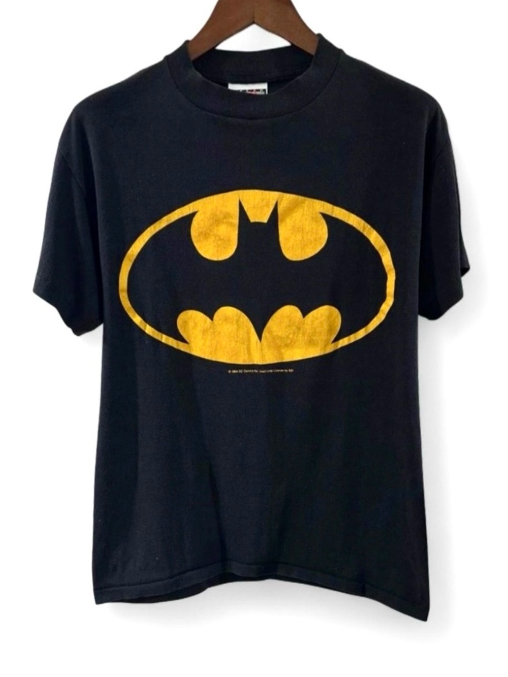 Vintage 80s Batman Logo Single Stitch Black Graphic T-shirt Size Men’s Large